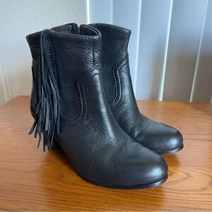 Sam Edelman Louie Leather Fringe Boots Black Size 7